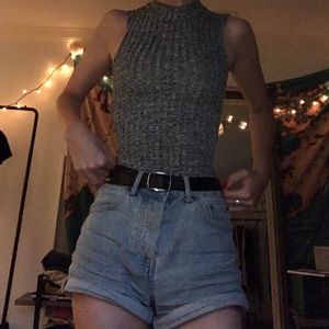 Grey mock neck ribbed tank top from Only One